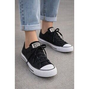 Converse Chuck Taylor All Star Low Black Canvas Sneakers Classic Lace Up 6.5